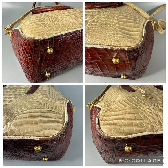 Brahmin Hudson Croc Embossed Leather Twill Tri- Texture Satchel - Picture 14 of 15